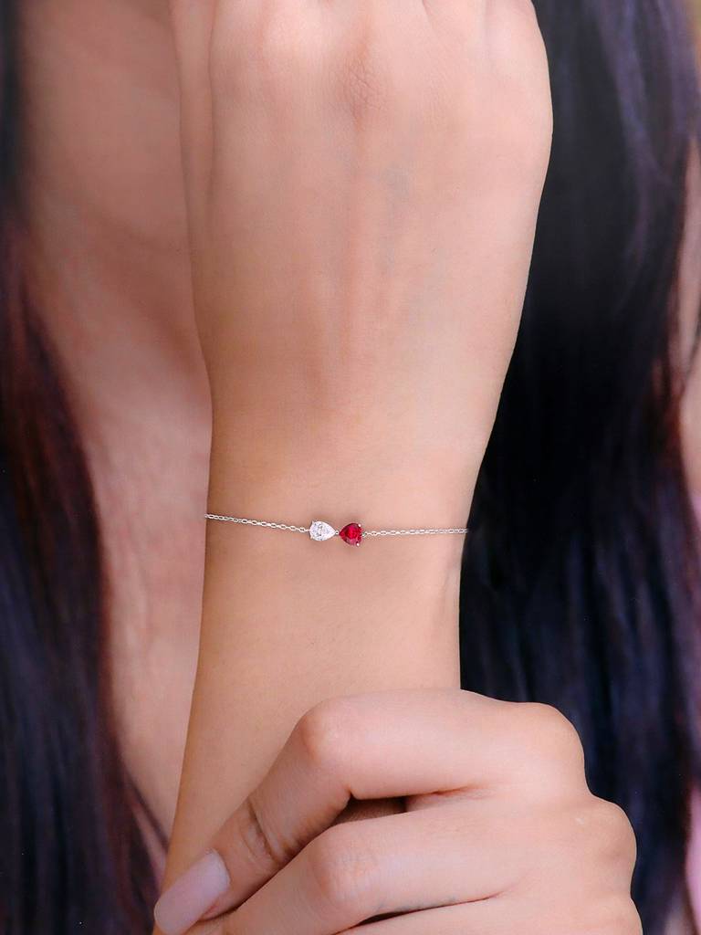 Sterling Sliver Red Heart Bracelet : BRLO330-S-NA
