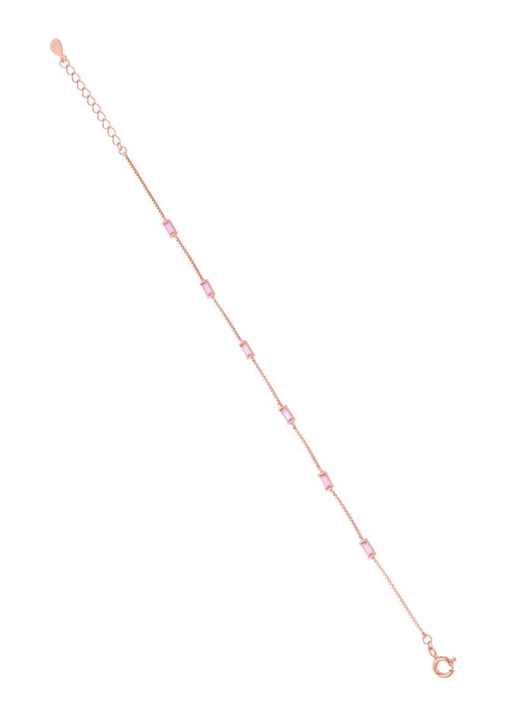 Sterling Silver Rose Gold Pink Zircon Minimal Bracelet : BRLO332-RG-NA