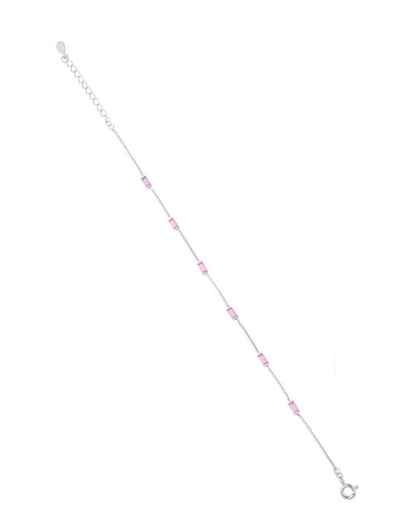 Sterling Silver Pink Zircon Minimal Bracelet : BRLO332-S-NA