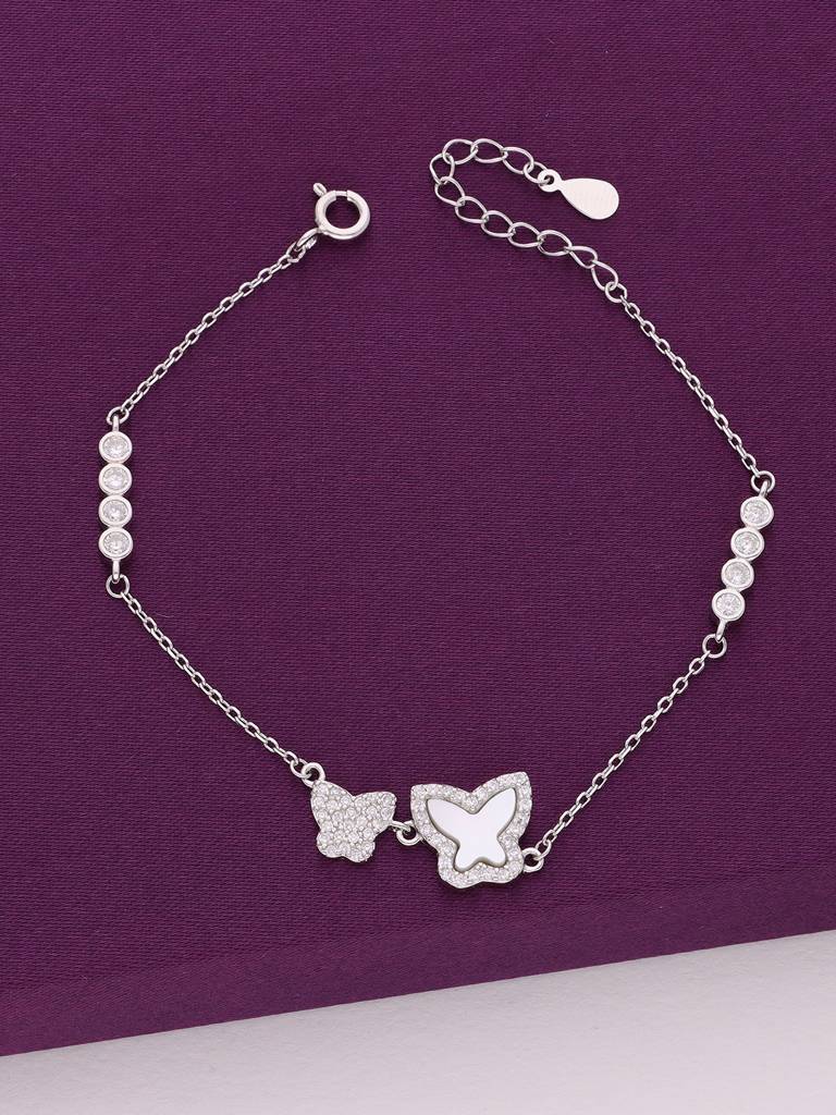 Sterling Silver Crystal Butterfly Bracelet : BRLO335-S-NA