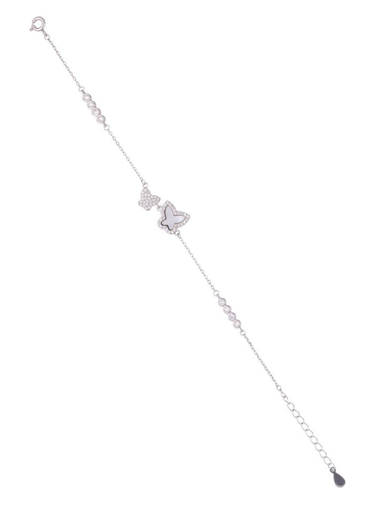 Sterling Silver Crystal Butterfly Bracelet : BRLO335-S-NA
