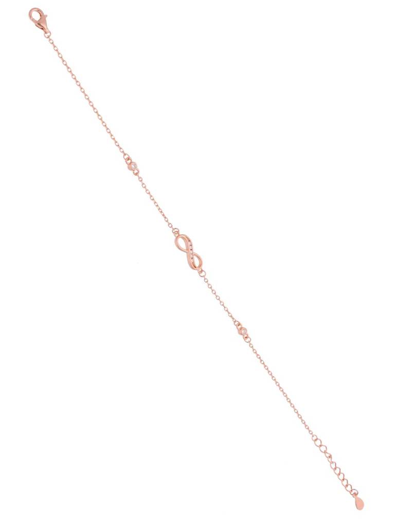 Sterling Silver Rose Gold Zircon Infinity Casual Bracelet : BRLO336-RG-NA