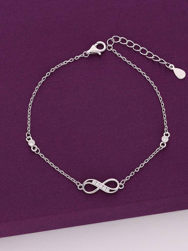 Sterling Silver Zircon Infinity Casual Bracelet : BRLO336-S-NA