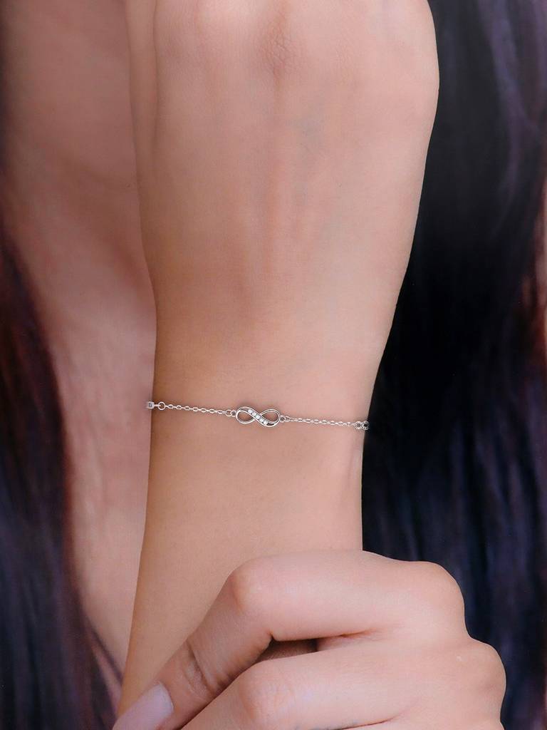 Sterling Silver Zircon Infinity Casual Bracelet : BRLO336-S-NA