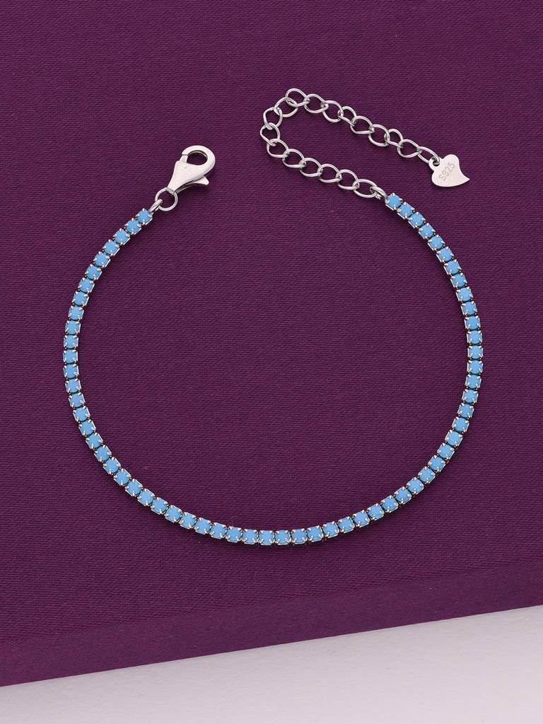 Sterling Silver Classic Blue Stone Tennis Bracelet : BRLO341-S-NA