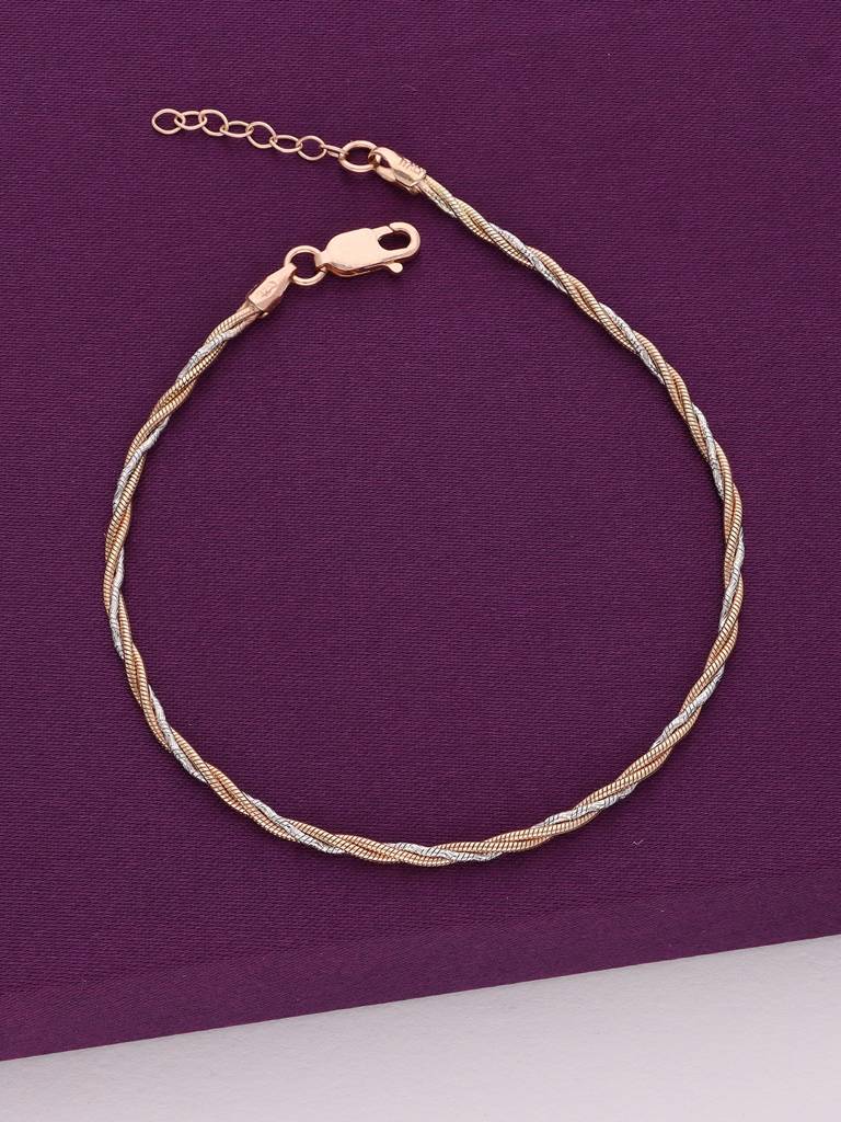 Sterling Silver Rose Gold Timeless Weave Silver Bracelet : BRLO344-SRG-NA