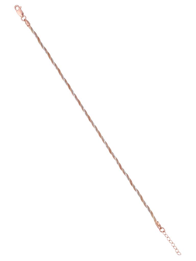 Sterling Silver Rose Gold Timeless Weave Silver Bracelet : BRLO344-SRG-NA