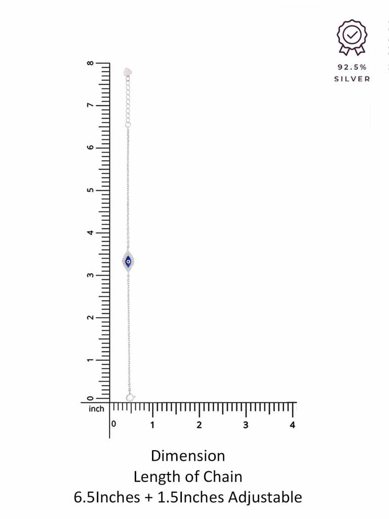 Sterling Silver Single Evil Eye Zircon Studded Bracelet : BRLO349-S-NA