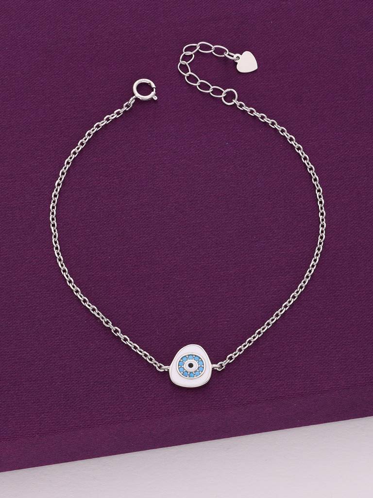 Sterling Silver Chic Enamelled Evil Eye Bracelet : BRLO350-S-NA