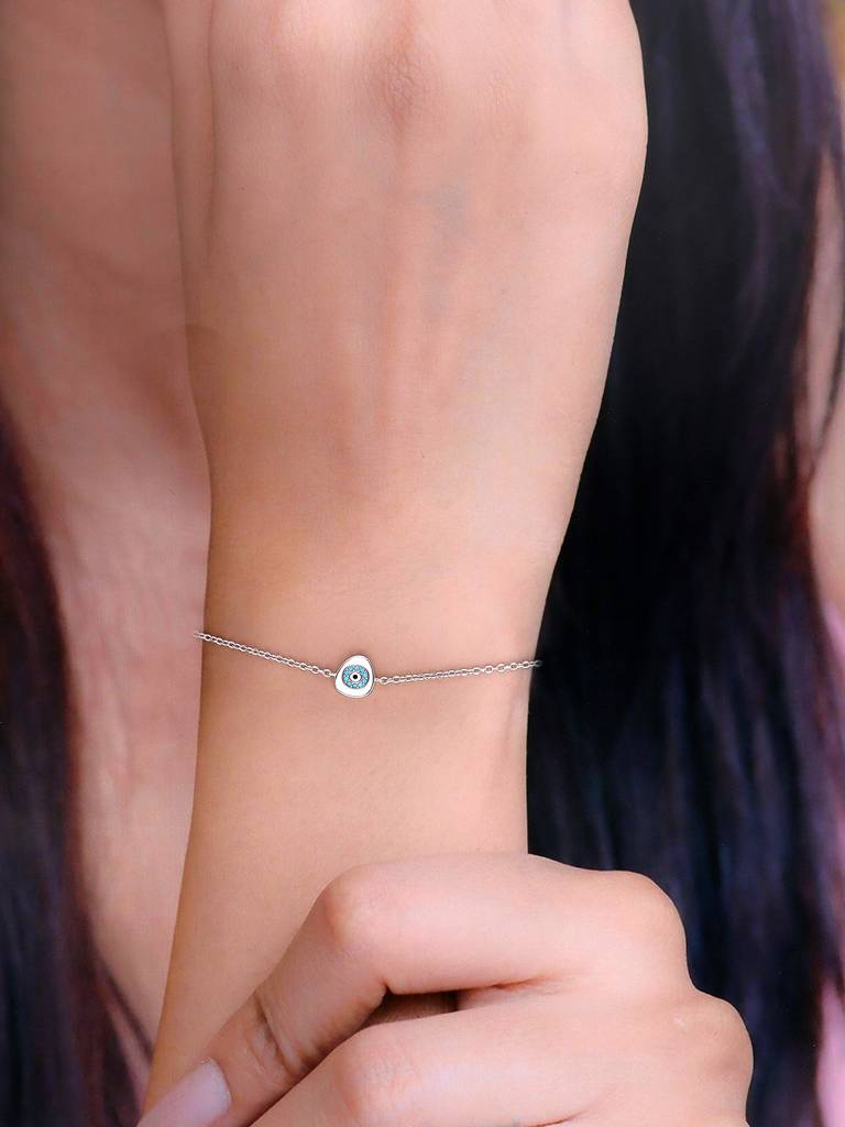 Sterling Silver Chic Enamelled Evil Eye Bracelet : BRLO350-S-NA
