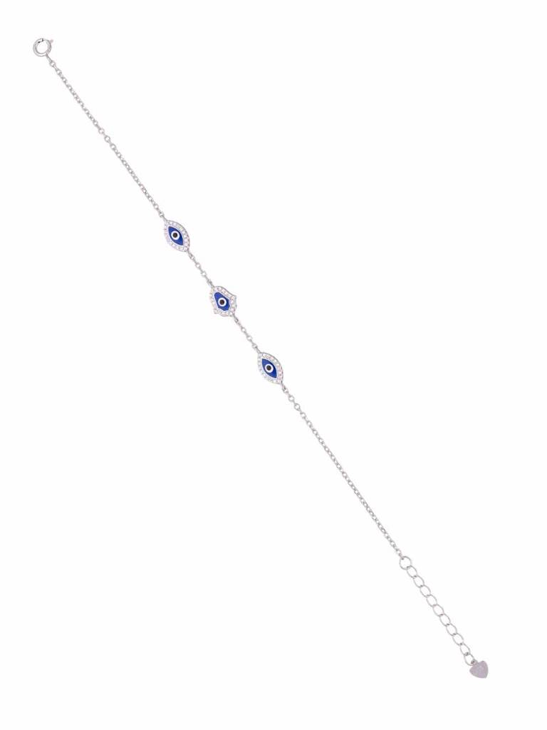 Sterling Silver Stylish Triple Evil Eye Bracelet : BRLO352-S-NA