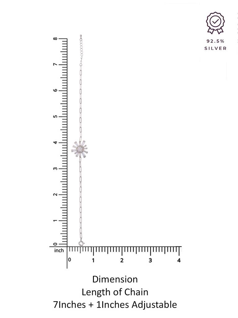 Sterling Silver Floral Elegance Baguette Casual Bracelet : BRLO355-S-NA