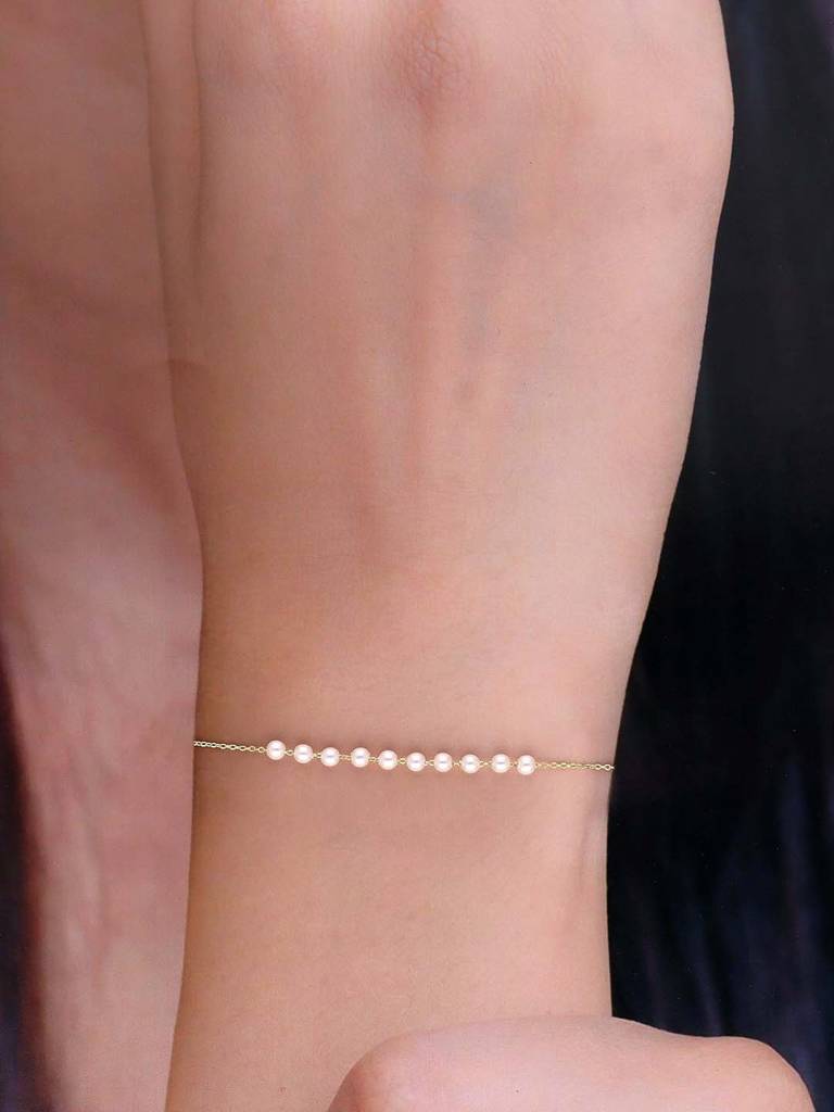 Sterling Silver String Of Pearls Bracelet : BRLO380-G-NA