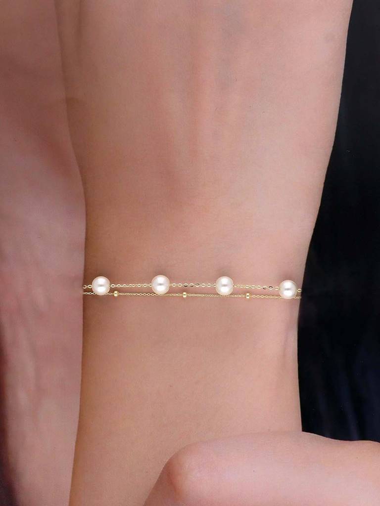 Sterling Silver Chic Pearl Bracelet : BRLO381-G-NA