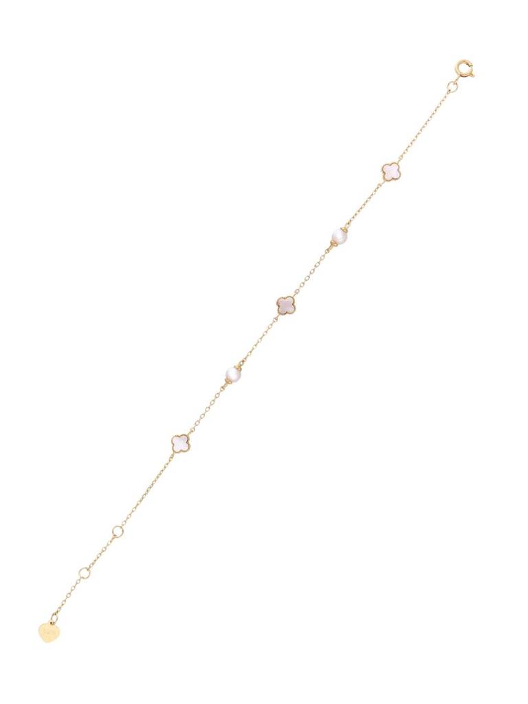 Sterling Silver Pearl Chic Clover Bracelet : BRLO383-G-NA