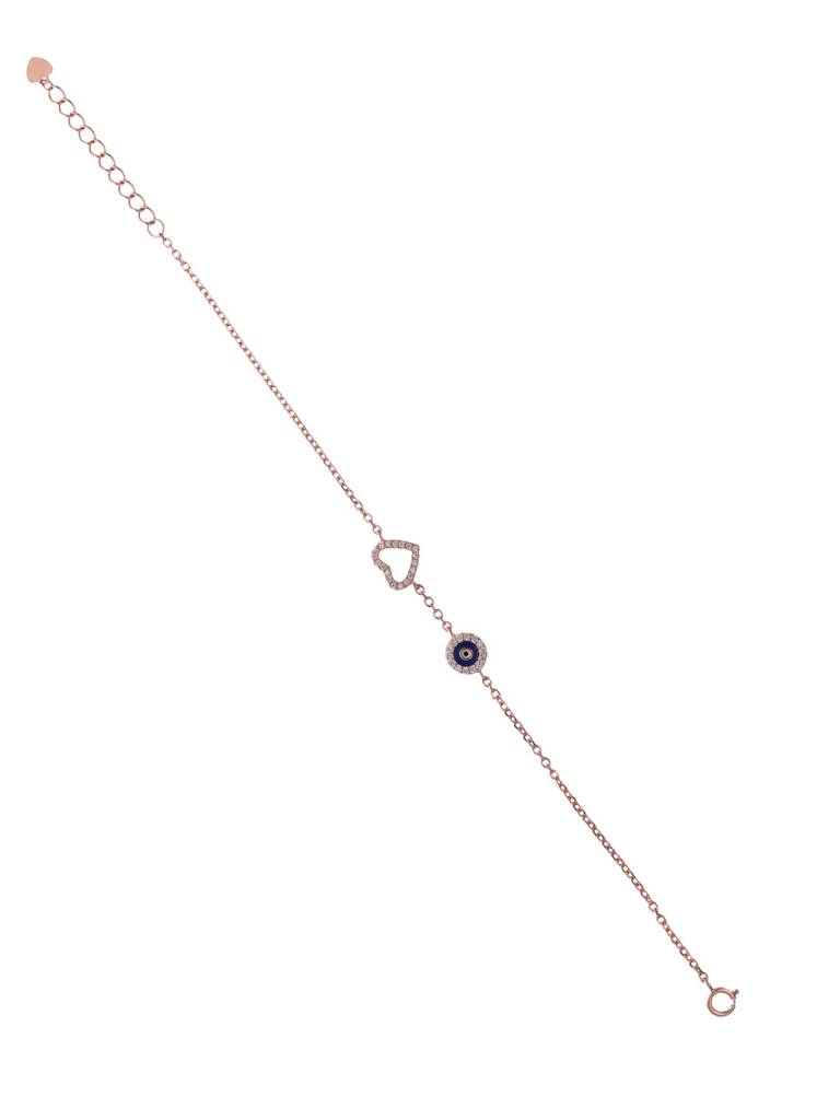 925 Silver Minimalistic Evil Eye Heart Bracelet : BRLO385-RG-NA