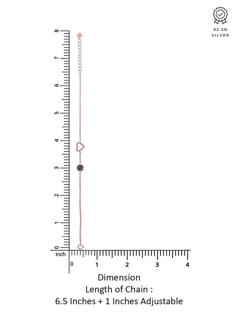 925 Silver Minimalistic Evil Eye Heart Bracelet : BRLO385-RG-NA