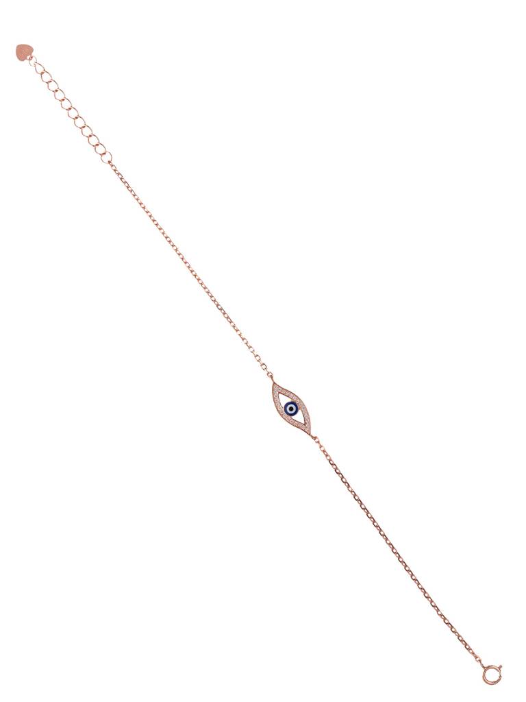 925 Silver Minimalist Evil Eye Link Bracelet : BRLO387-RG-NA