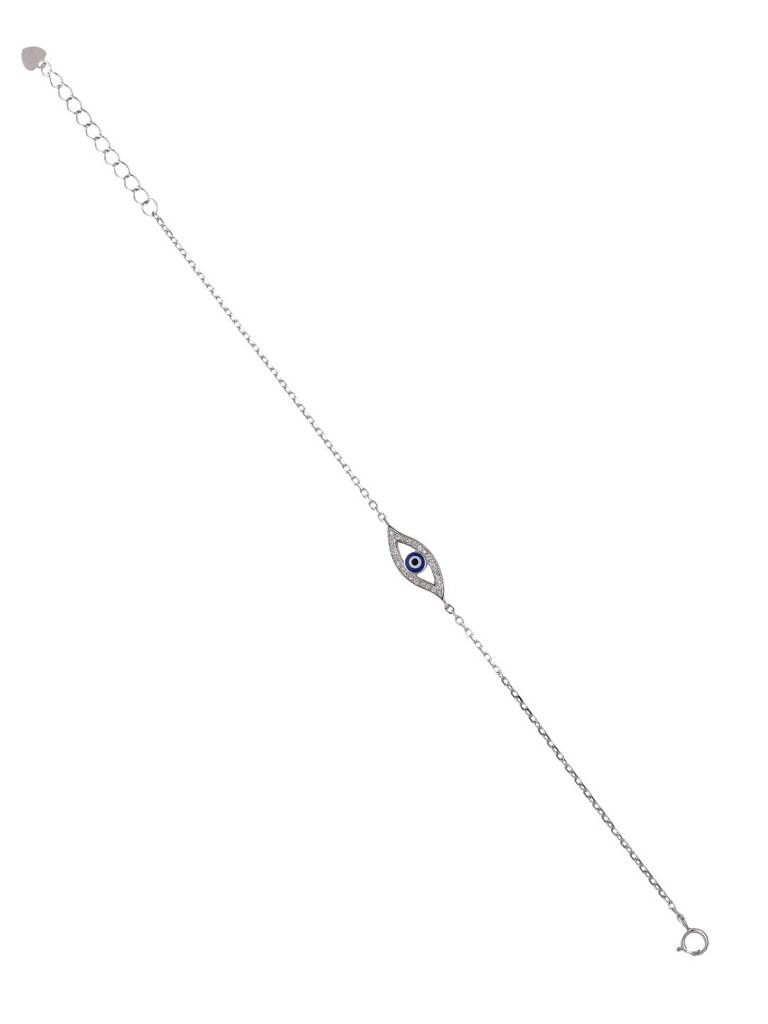 925 Silver Minimalist Evil Eye Link Bracelet : BRLO387-S-NA