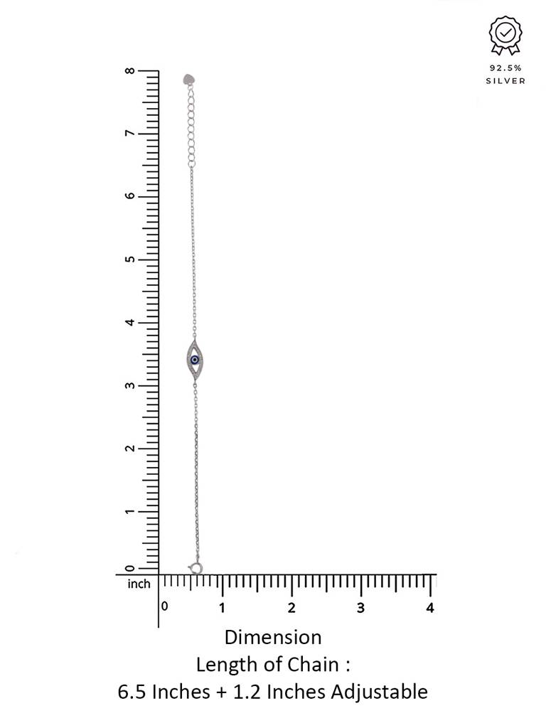 925 Silver Minimalist Evil Eye Link Bracelet : BRLO387-S-NA
