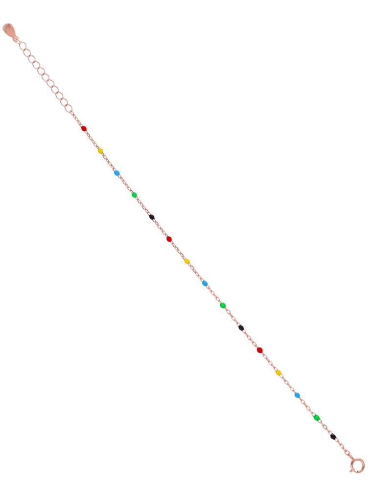 925 Silver Trendy Multi Colour Beads Bracelet : BRLO390-RG-NA