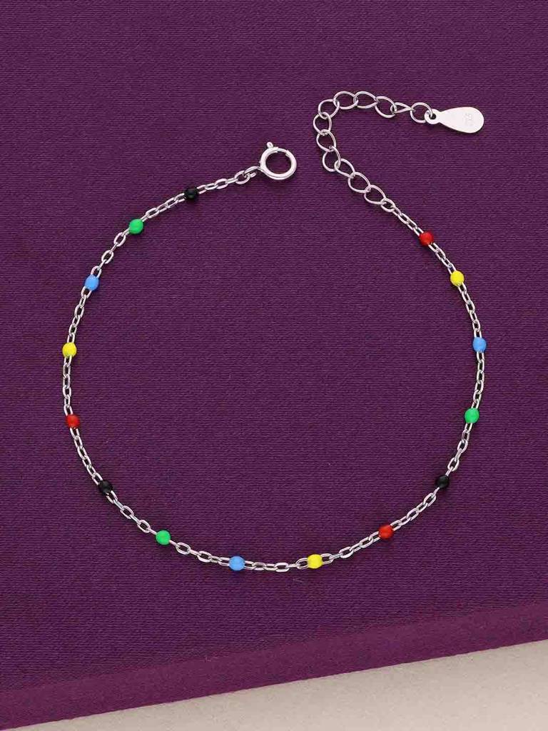 925 Silver Trendy Multi Colour Beads Bracelet : BRLO390-S-NA