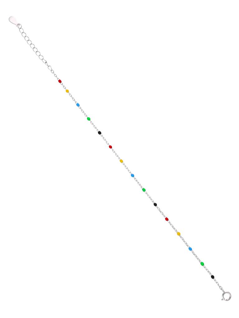 925 Silver Trendy Multi Colour Beads Bracelet : BRLO390-S-NA