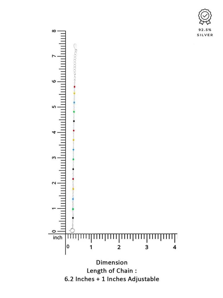 925 Silver Trendy Multi Colour Beads Bracelet : BRLO390-S-NA