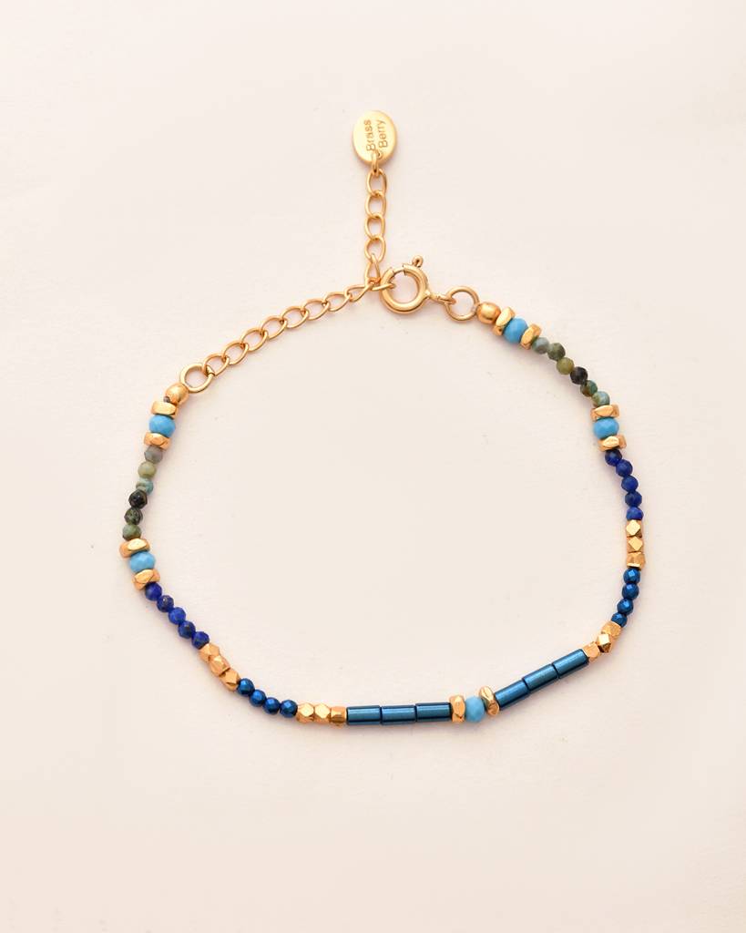 Balance Beads Blue Coated Hematite Multistone Bracelet : BRP380(L)