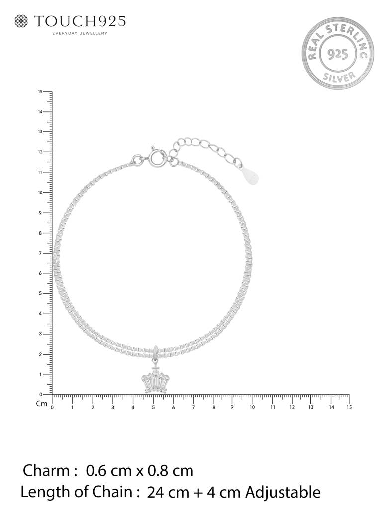 Crystal Flare Silver Anklet : BRPA886