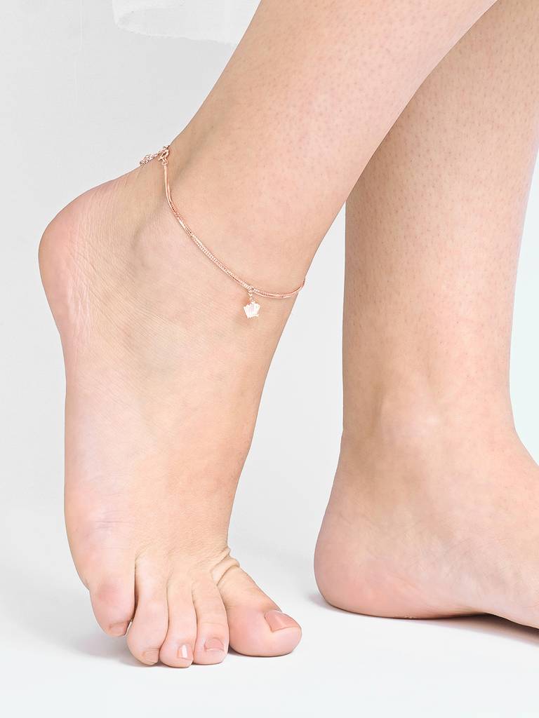 Crystal Flare Silver Anklet : BRPA916