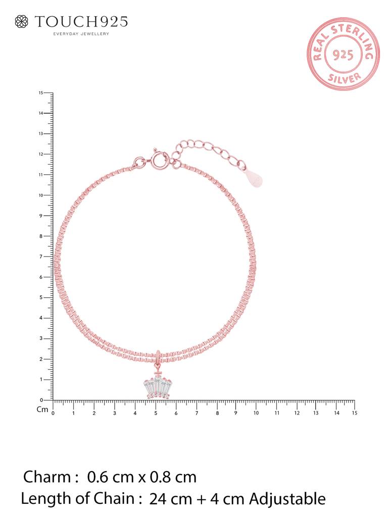 Crystal Flare Silver Anklet : BRPA916