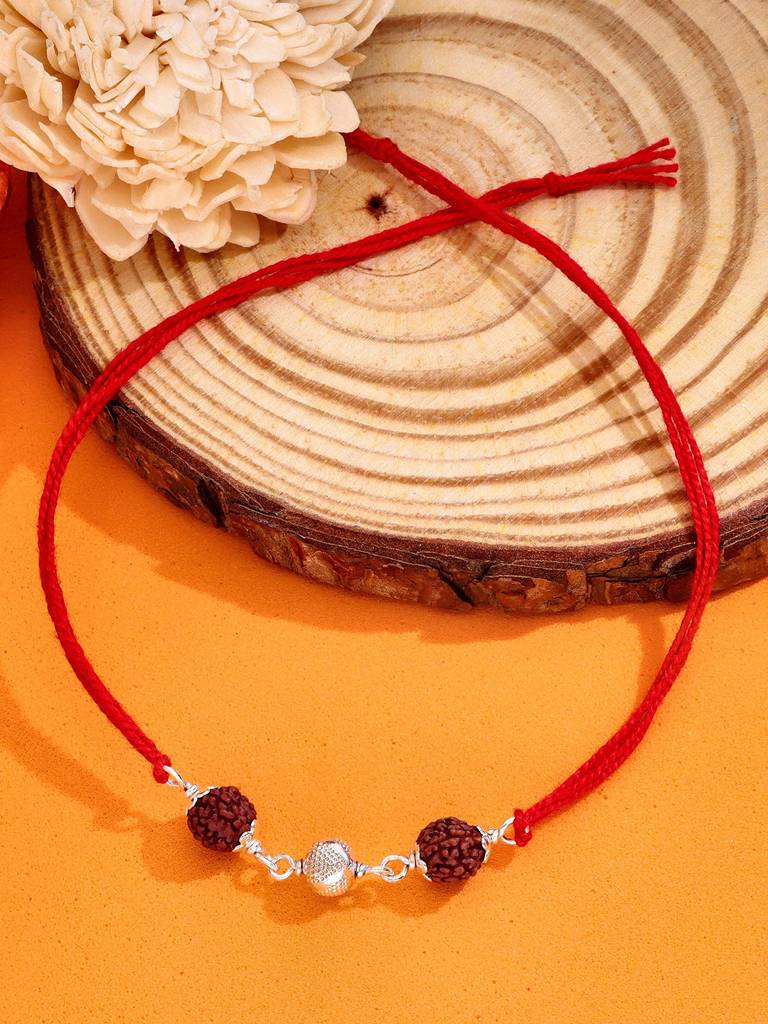 Pure Bond Rakhi Rudraksha & Silver Minimalist Design : BRRK27-S-NA
