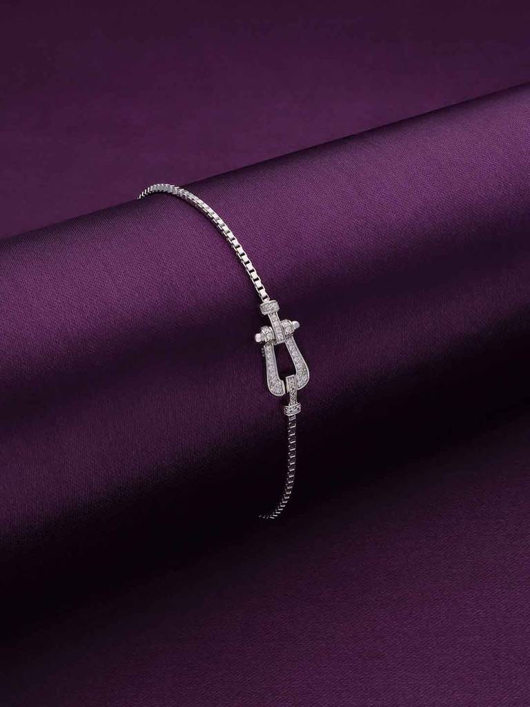Sterling Silver Forever Anchored Diamond Adjustable Bracelet : BRSL100-S-NA