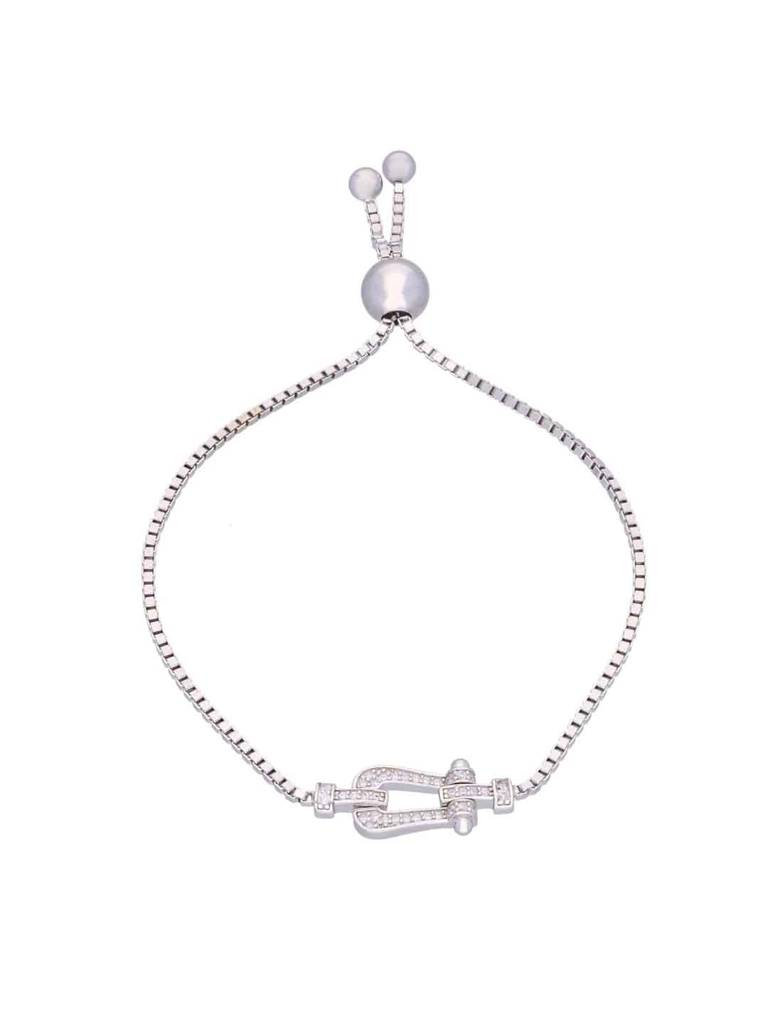Sterling Silver Forever Anchored Diamond Adjustable Bracelet : BRSL100-S-NA