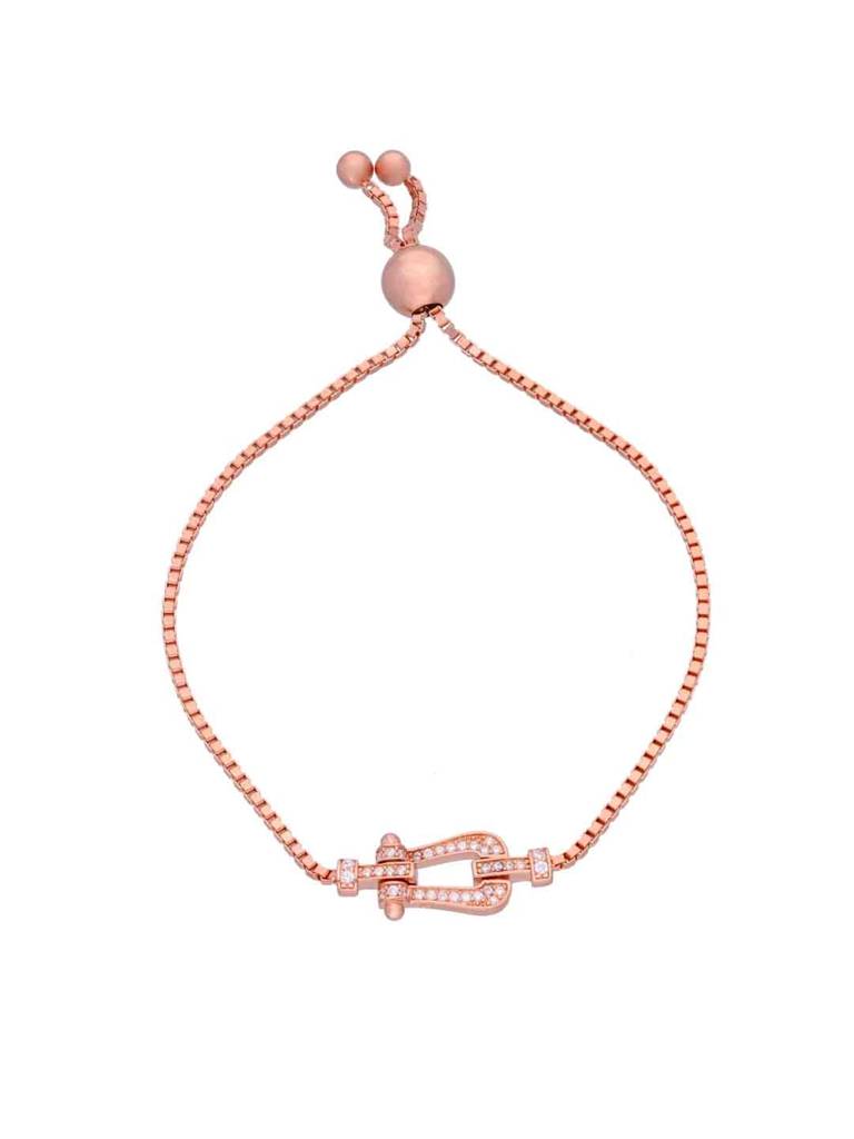 Sterling Silver Rose Gold Forever Anchored Diamond Adjustable Bracelet : BRSL101-RG-NA