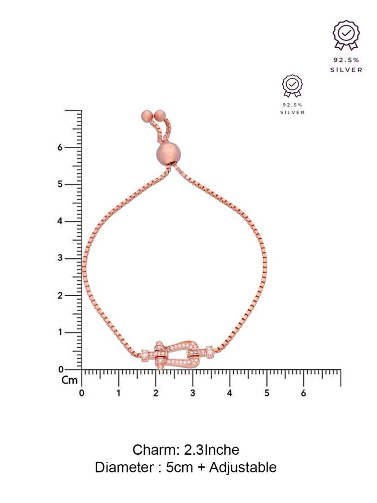 Sterling Silver Rose Gold Forever Anchored Diamond Adjustable Bracelet : BRSL101-RG-NA
