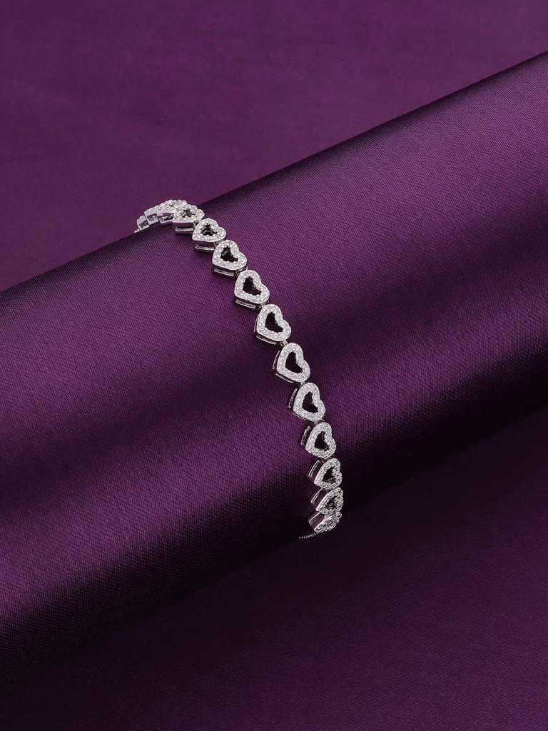 Sterling Silver The Band Of Hearts Chain Adjustable Bracelet : BRSL102-S-NA