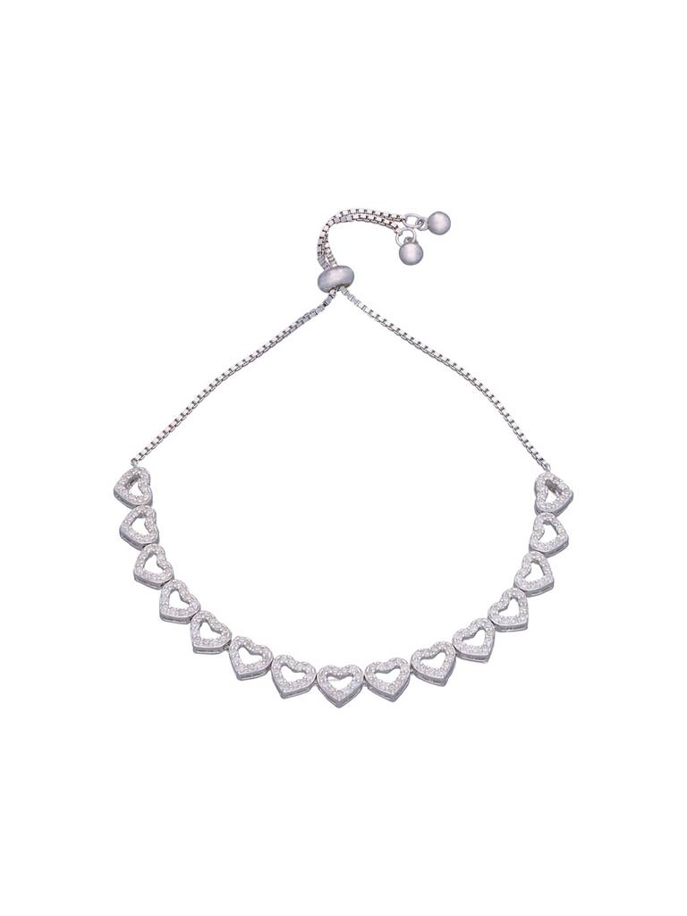 Sterling Silver The Band Of Hearts Chain Adjustable Bracelet : BRSL102-S-NA