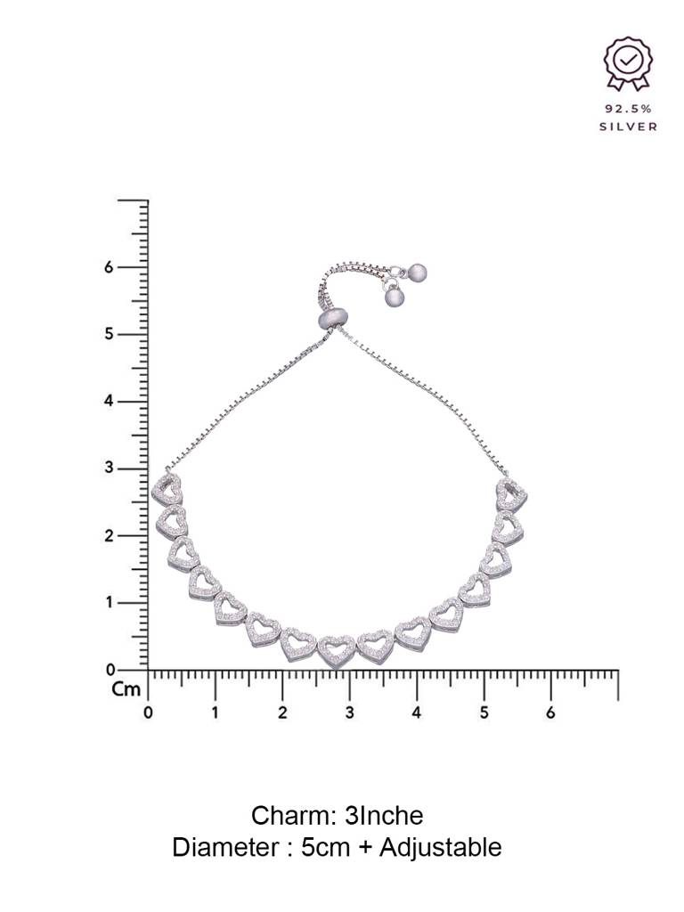 Sterling Silver The Band Of Hearts Chain Adjustable Bracelet : BRSL102-S-NA