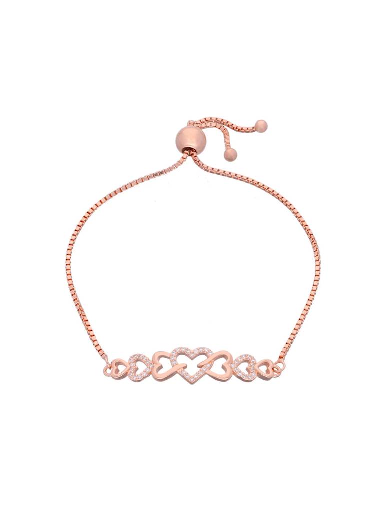 Sterling Silver Rose Gold The Heart Link Chain Adjustable Bracelet : BRSL105-RG-NA
