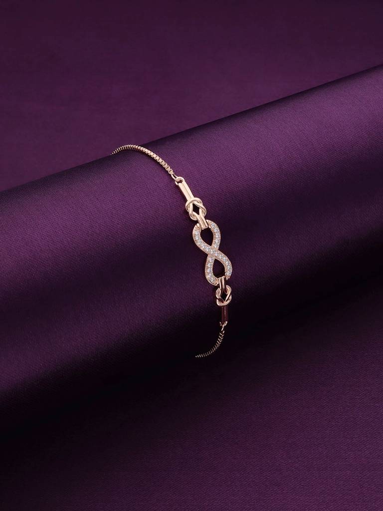 Sterling Silver Rose Gold Classic Knot Infinity Adjustable Bracelet : BRSL113-RG-NA