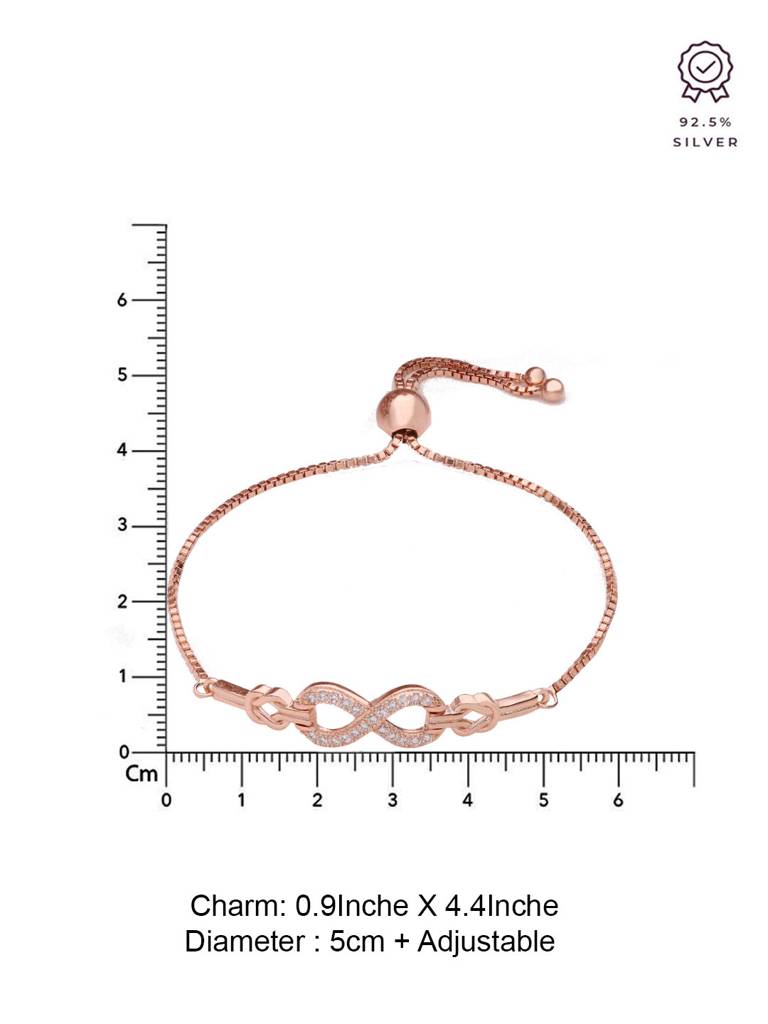Sterling Silver Rose Gold Classic Knot Infinity Adjustable Bracelet : BRSL113-RG-NA