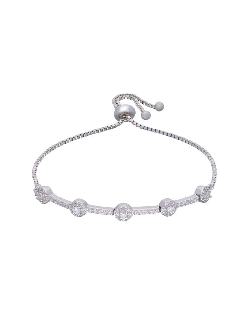 Sterling Silver Solitaire Brilliant Diamond Adjustable Bracelet : BRSL114-S-NA