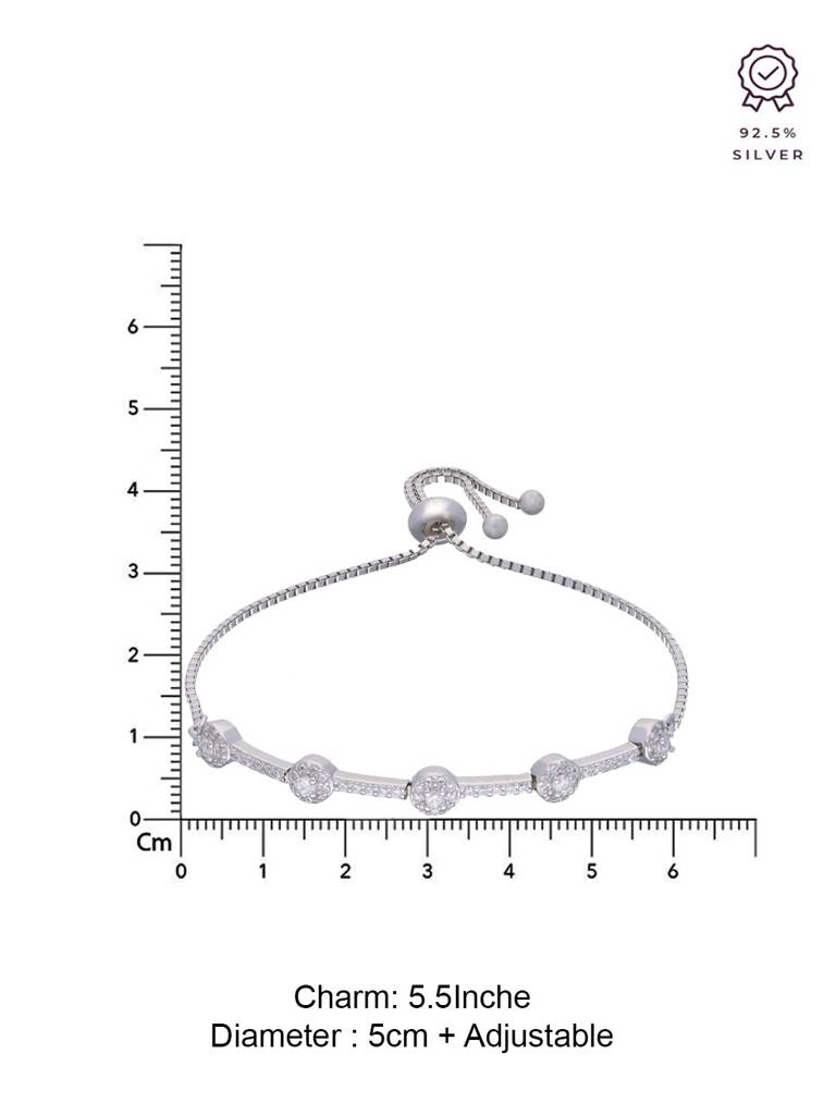 Sterling Silver Solitaire Brilliant Diamond Adjustable Bracelet : BRSL114-S-NA