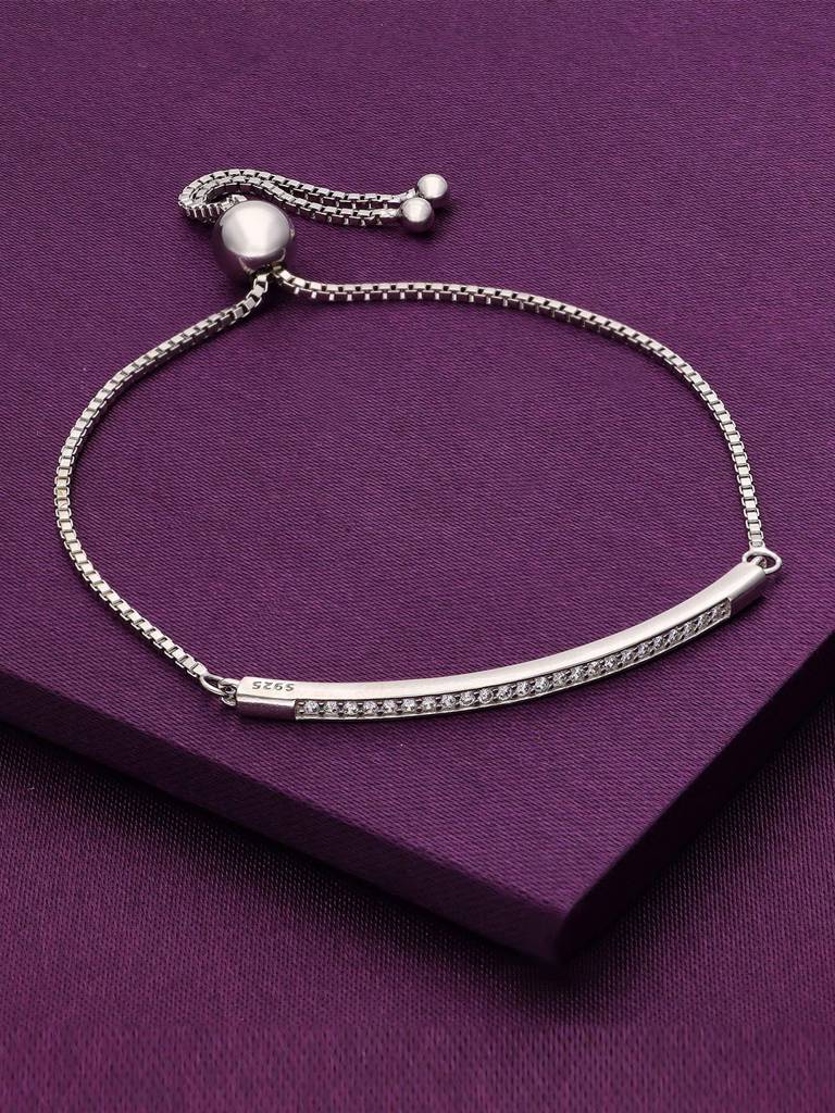 Sterling Silver Encrusted Elegance Casual Adjustable Bracelet : BRSL118-S-NA