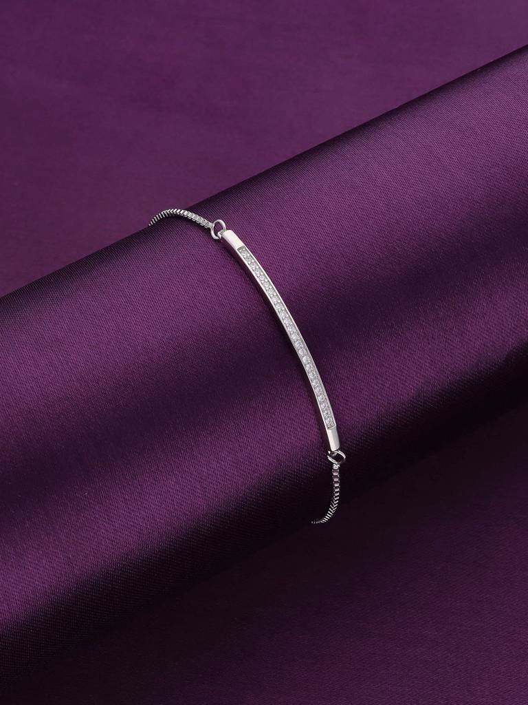 Sterling Silver Encrusted Elegance Casual Adjustable Bracelet : BRSL118-S-NA