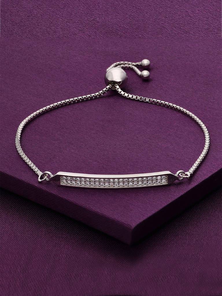 Sterling Silver Stylish And Rich Plate Adjustable Bracelet : BRSL122-S-NA