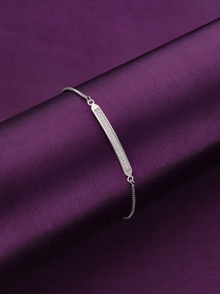 Sterling Silver Stylish And Rich Plate Adjustable Bracelet : BRSL122-S-NA