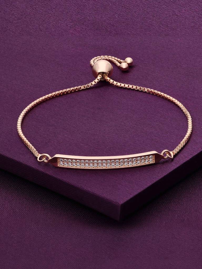 Sterling Silver Rose Gold Stylish And Rich Plate Adjustable Bracelet : BRSL123-RG-NA